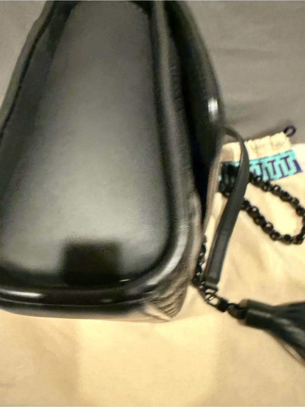 Tory Burch Black Quilted Shoulder Bag with Tassel